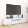 Higsose Meuble TV Salon avec Lumières LED RVB Blanc Brillant 180x35x40 cm Aggloméré Armoire Multimédia Rangement Ample Ranger