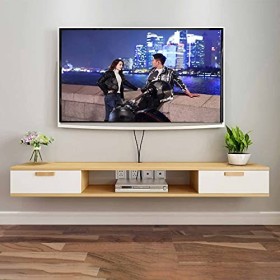 Meuble TV Suspendu, Console TV Suspendue, Meuble TV Armoire Murale Lowboard, Console de Stockage Audio/VidéO Pour Unité Mural