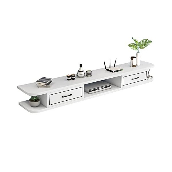 Meuble TV Flottant Meuble TV Mural Étagère TV Unité De Rangement Pour Centre De Divertissement Audio, Étagère TV Flottante Po