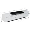 HAINEW Meuble TV moderne blanc avec trois portes et espace de rangement unique, 170 cm de long, pour salon, design blocs de c