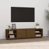 Annlera Meuble TV Marron Miel 156x40x40 cm Bois de Pin Massif Classique Banc TV Dessus de Meuble Robuste Placer Stéréo Objets