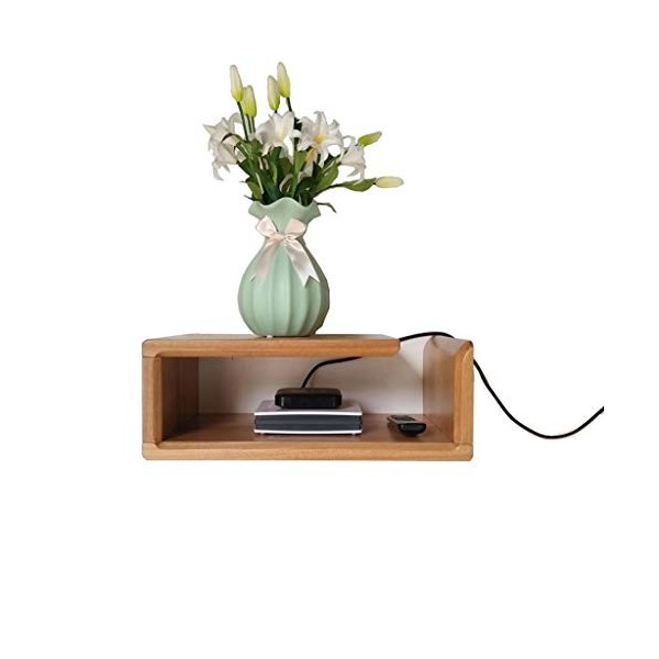 Etagère Murale en Bois Massif Etagère Flottante Meuble de télévision Mural Set Box décodeur Routeur Lecteur DVD Projecteur Et