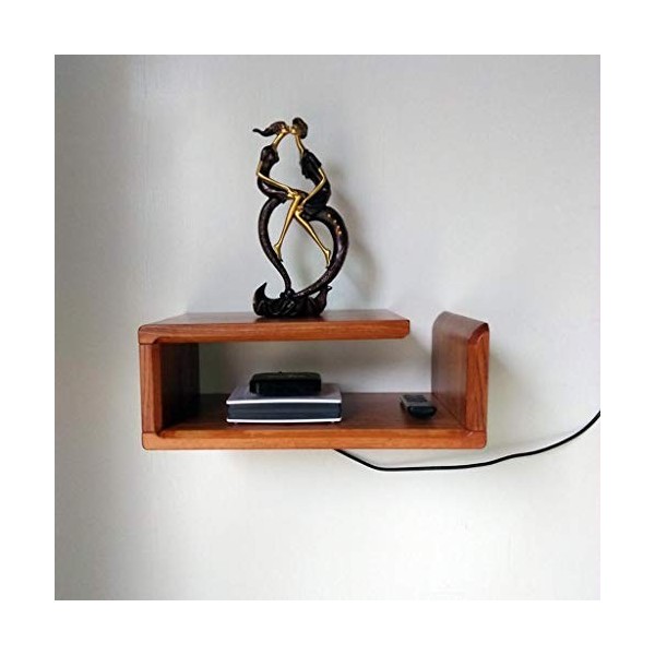 Etagère Murale en Bois Massif Etagère Flottante Meuble de télévision Mural Set Box décodeur Routeur Lecteur DVD Projecteur Et