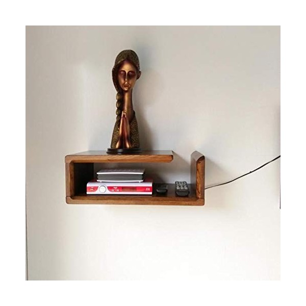 Etagère Murale en Bois Massif Etagère Flottante Meuble de télévision Mural Set Box décodeur Routeur Lecteur DVD Projecteur Et