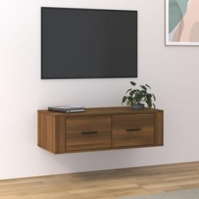 VEEKI Meuble TV, Meuble TV Suspendu, Meuble TV Industriel, Meuble TV Bois, Meuble Chambre, Convient pour Salon ou Chambre, Ar