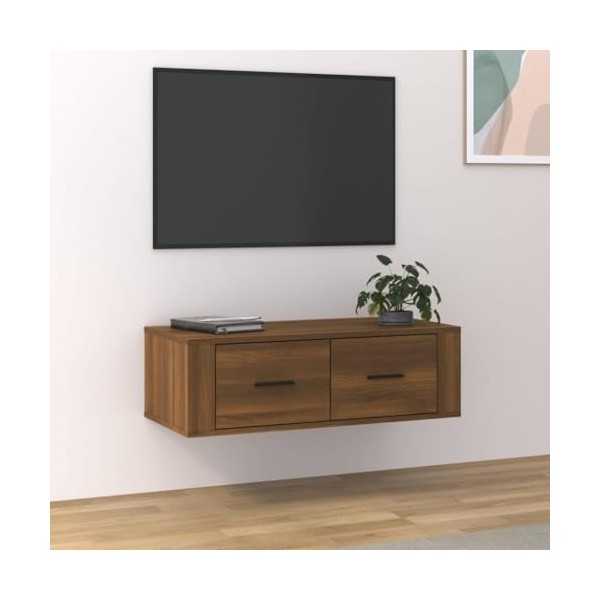 VEEKI Meuble TV, Meuble TV Suspendu, Meuble TV Industriel, Meuble TV Bois, Meuble Chambre, Convient pour Salon ou Chambre, Ar
