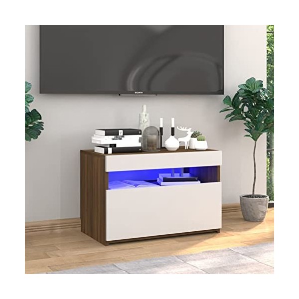 Camerina Meuble TV avec lumières LED Chêne Marron 60x35x40 cm,Meuble TV,Meuble TV Moderne,Meuble de Salon