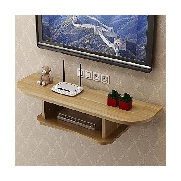 MABIBI Meuble TV pour salon - Étagère murale flottante en bois - Boîte TV satellite, boîte de câble, étagère multimédia à sus