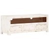 Meuble TV Bois Massif dacacia 110x30x40 cm Blanc - Banc TV, Meuble TV Suspendu, Convient pour Salon ou Chambre