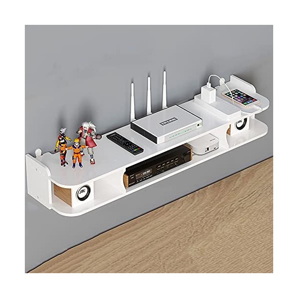 MABIBI Meuble TV mural décodeur, organisateur de composants TV flottant, support mural de grande capacité, support de rangeme