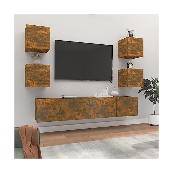 WREWING Meuble TV,Bas Table TV Support de Télévision en Bois pour Salon Chambre Salle à Manger,Support pour Téléviseur Jusqu’
