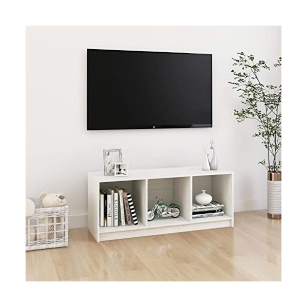 homiuse Meuble TV 70x33x42 cm Jaune Bois de Pin Massif Armoire HiFi Décoration Intérieure Meuble de Télévision Table Salon Su