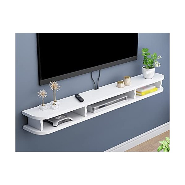 Meuble TV Flottant, Étagère TV Murale avec Trou De Fil, pour Décodeurs Storuter Boîtes De Télévision par Câble/Couleur Bois/1