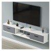 Support de Meuble TV Mural Flottant avec Prise de Courant, Console multimédia Murale avec Trous pour câbles, Support de Range