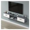 Support de Meuble TV Mural Flottant avec Prise de Courant, Console multimédia Murale avec Trous pour câbles, Support de Range