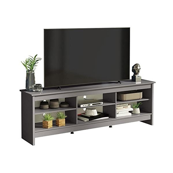 MADESA - Meuble TV Moderne, Meuble de Salon, Console TV avec 6 étagères et Un Superbe Espace de Rangement 75 Pouces, 180x36x6