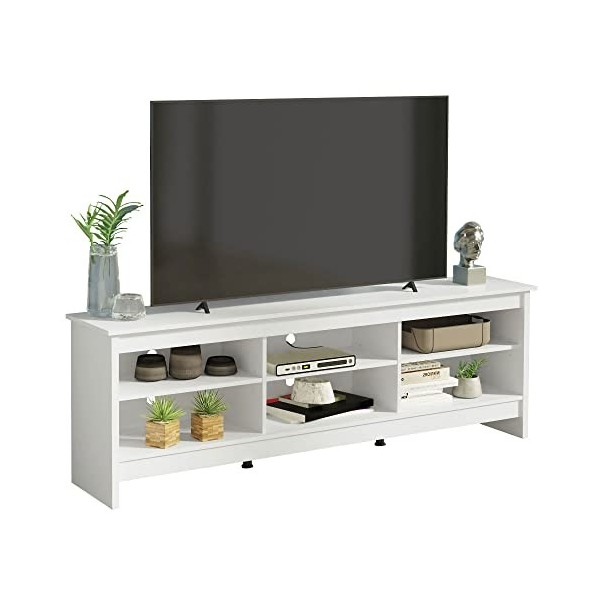 MADESA - Meuble TV Moderne, Meuble de Salon, Console TV avec 6 étagères et Un Superbe Espace de Rangement 75 Pouces, 180x36x6