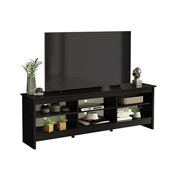 MADESA - Meuble TV Moderne, Meuble de Salon, Console TV avec 6 étagères et Un Superbe Espace de Rangement 75 Pouces, 180x36x6
