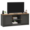 IDIMEX Meuble TV Bolton Banc TV de 138 cm, avec Rangement 2 Portes et 2 niches, en pin Massif lasuré Blanc et Brun