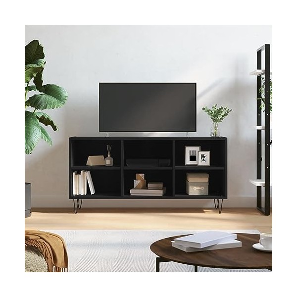 Maxspace TV Meuble, Meuble Tele, Meuble TV Chambre, Meuble TV Iindustrielnoir 103,5x30x50 cm Bois dingénierieConvient à la C