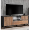 Komodee, Meuble Banc TV Orvieto, Chêne/Anthracite, Largeur 149,5cm x Hauteur 64,5cm x Profondeur 40cm, LED, pour Salon, Chamb
