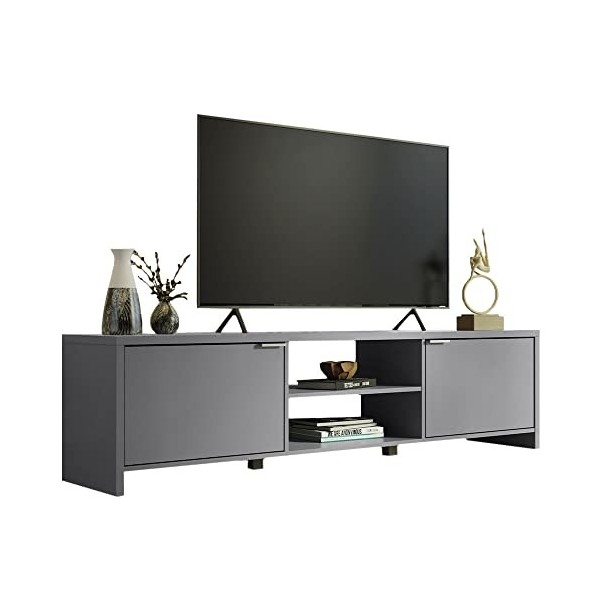 Madesa Console Meuble avec Rangement et Gestion des câbles, Meuble Rangement Salon pour téléviseurs jusquà 75 Pouces, Bois, 