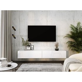 3E 3xE living.com Meuble TV Suspendu, D: L: 2 X 100 cm, H : 34 cm, P : 32 cm. Rangement TV, Meuble TV Mural, Table TV, Meuble