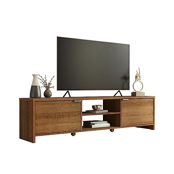 Madesa Console Meuble avec Rangement et Gestion des câbles, Meuble Rangement Salon pour téléviseurs jusquà 75 Pouces, Bois, 
