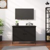 Hovothy Meuble TV avec Portes Noir 60x35x45 cm Bois dingénierie Chambre Meuble de Multimédia avec Pieds en Métal Meuble de S