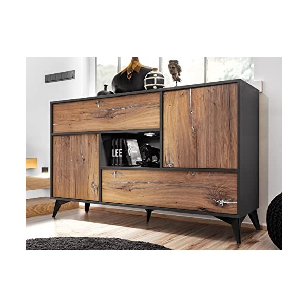 Extreme Furniture Venice TV Stand | Meuble de Salon avec 2 Portes rabattables | LED | Design Moderne | Rangement Pratique
