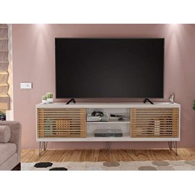 Caemmum Meuble TV 72 Pouces 180 cm Blanc Cassé Chêne