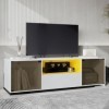 Meuble TV Long avec Éclairage LED Meuble TV Lowboard pour Téléviseurs Jusquà 60 Pouces Plateau De Table en Marbre Veiné Meub
