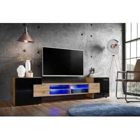 ExtremeFurniture Meuble TV Bridge | Meuble TV avec 2 étagères en Verre | Moderne | Élégant | Pratique | Solide