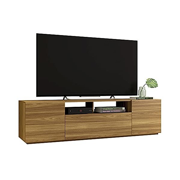 Caemmum Meuble TV 75 Pouces 2 Portes 1 Tiroir Chêne
