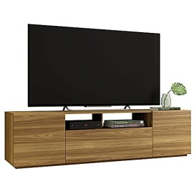 Caemmum Meuble TV 75 Pouces 2 Portes 1 Tiroir Chêne