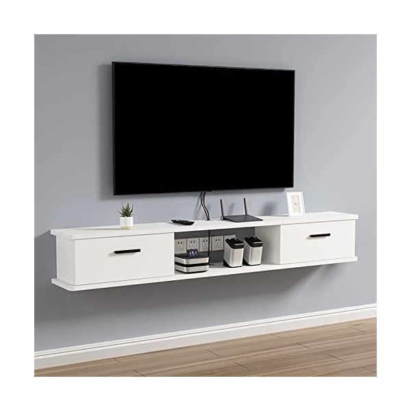 WANGPP Étagère Murale Meuble TV Flottant Centre De Divertissement avec Porte Et Unité De Rangement Console Audio/vidéo Consol