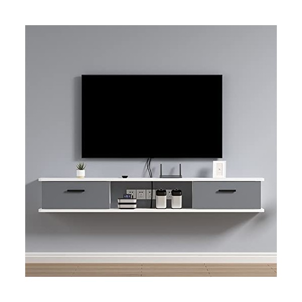 WANGPP Étagère Murale Meuble TV Flottant Centre De Divertissement avec Porte Et Unité De Rangement Console Audio/vidéo Consol