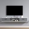 WANGPP Étagère Murale Meuble TV Flottant Centre De Divertissement avec Porte Et Unité De Rangement Console Audio/vidéo Consol