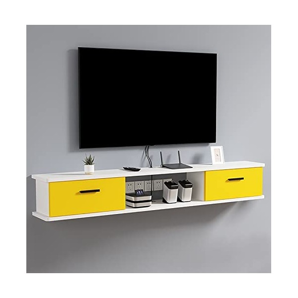 WANGPP Étagère Murale Meuble TV Flottant Centre De Divertissement avec Porte Et Unité De Rangement Console Audio/vidéo Consol