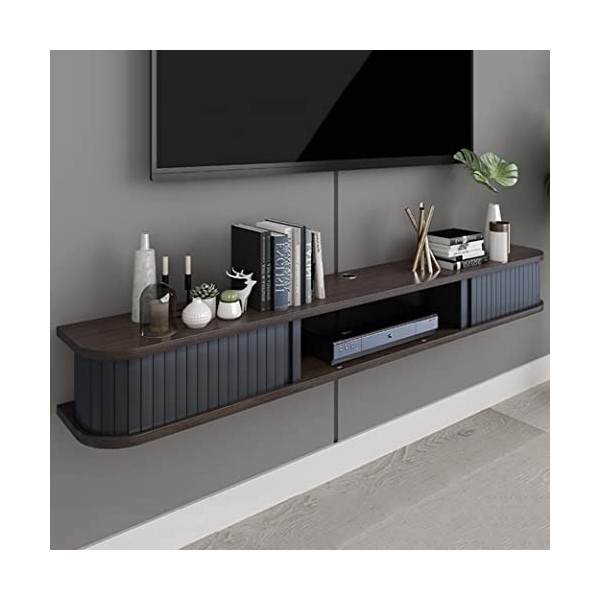 N / B Meuble TV Flottant éTagèRe TV Murale Centre De Divertissement Console MultiméDia en Bois Meuble De Rangement Meuble TV 