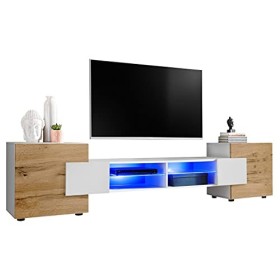 ExtremeFurniture Meuble TV Bridge | Meuble TV avec 2 étagères en Verre | Moderne | Élégant | Pratique | Solide