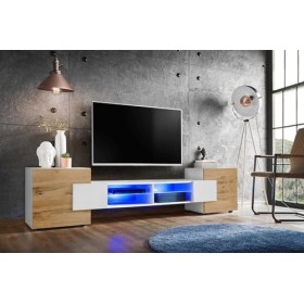 ExtremeFurniture Meuble TV Bridge | Meuble TV avec 2 étagères en Verre | Moderne | Élégant | Pratique | Solide