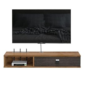 JUNNIU Meuble TV Mural Meuble TV Flottant Fixé Au Mur,Meuble TV Mural avec 1 Porte,Étagère De Rangement pour Console Multiméd