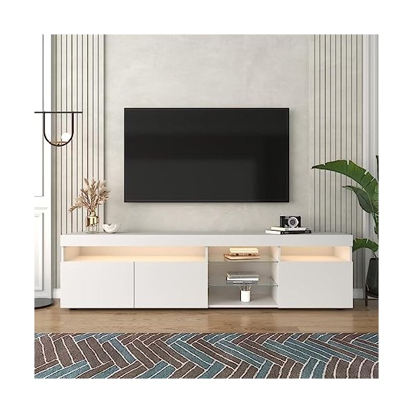 Dolamani Meuble TV moderne, en MDF, version basse, peut être utilisé dans le salon, la salle à manger, la chambre à coucher, 