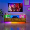 Figbird Meuble TV LED 24 Couleurs à Intensité Variable, Table TV pour Un Téléviseur de 70 Pouces, Meuble Bois et Metal avec S