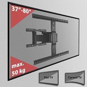 Poppstar Support TV Mural Pivotant 37-80 Pouces Super Fort pour Écrans Plats et Courbés Jusqu’à 50 kg VESA 200x200 à Max. 60