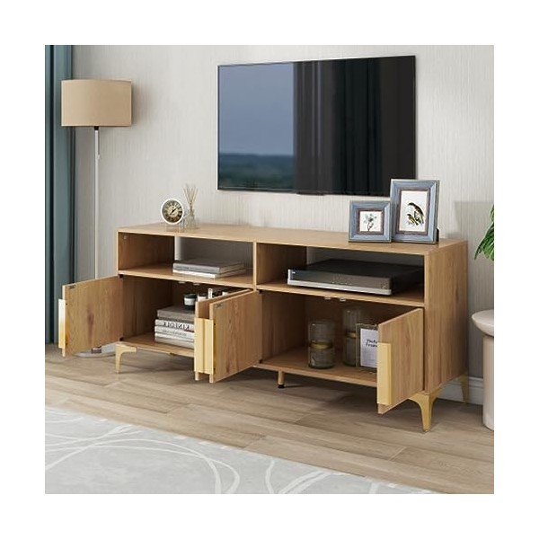 Tcewhhy Meuble TV avec 4 Portes Et 2 Compartiments Ouverts Meuble TV Buffet Casier Centre De Divertissement pour Chambre À Co