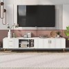 Dolamaní Meuble TV à écran plat pour TV de 75", console multimédia moderne pour centre de divertissement moderne, grand espac