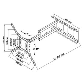 Support Mural TV My Wall H 18-2 L 66,0 cm 26 - 119,4 cm 47 inclinable + pivotant