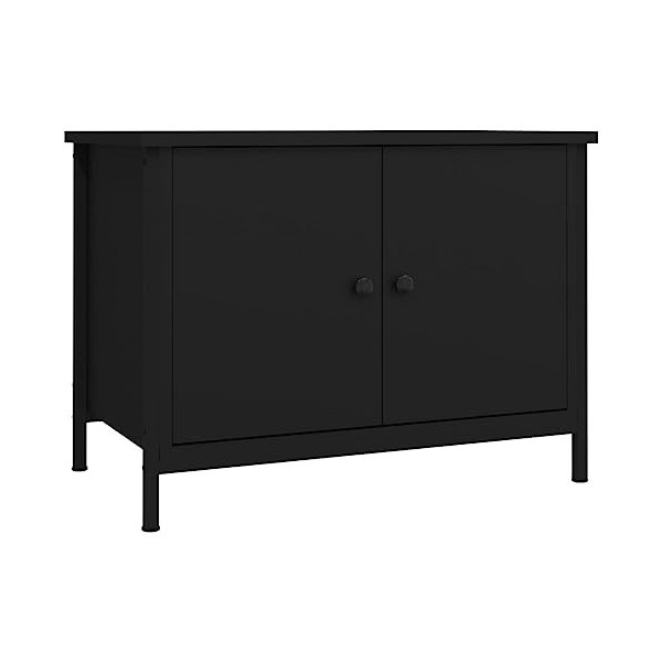 Maxspace TV Meuble, Meuble Tele, Meuble TV Chambre, Meuble TV Iindustrielavec Portes Noir 60x35x45 cm Bois dingénierieConvie